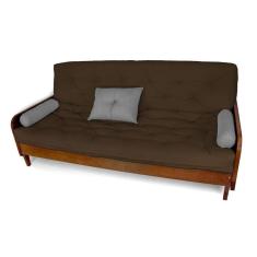 Sofá Cama Paris Acquablock Marrom Madeira Maciça Cor Imbuia