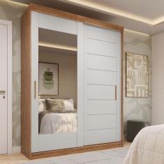 Guarda-roupa Solteiro 160cm 2 Portas de Correr com Espelhos 100% Mdf D