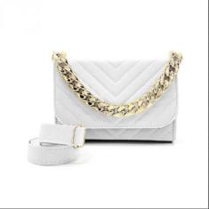 Bolsa Clutch Festa Feminina Detalhes Alça Dourada Fixa e Alça Removivel-Feminino