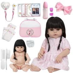 Boneca Reborn de Silicone Morena Princesa Bolsa Maternidade