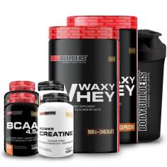 Kit 2x Whey Protein Waxy Whey 900g + 2x BCAA 100g + 2x Creatina 100g + Coq - Bodybuilders-Unissex