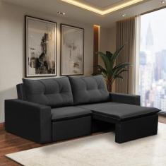 Sofá Retrátil 2 Lugares 1,80m Luna Suede Preto Adonai Estofados