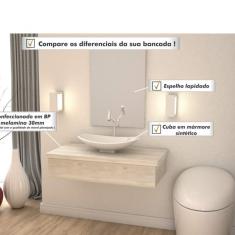 Bancada Para Banheiro 80cm Com Cuba Canoa L45 E Espelheira 801w Metrópole Compace