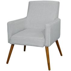 Poltrona Decorativa Para Sala de Estar e Recepção Maria W01 Linho Cinza - Lyam Decor