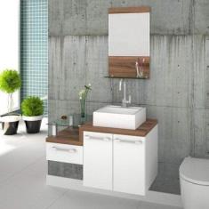Gabinete para Banheiro 2 Portas 1 Gaveta com Cuba Q35 e Espelheira Leg