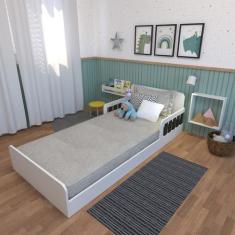Cama Infantil Montessoriana Solteiro New Cori Branco/Preto - Bramov Mó
