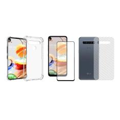 Capinha Silicone Antichoque e Película Vidro 3D e Traseira LG K61