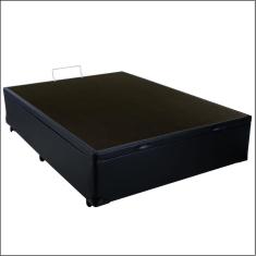 Base Box Baú Casal Sonnoforte Corino Preto com Pistão - 138 x 188