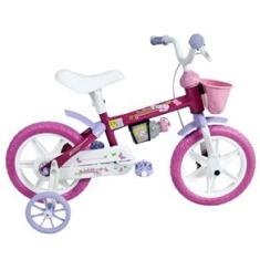 Bicicleta Infantil Aro 12 Houston Tina Mini TM12J com Rodinhas, Cestinha e Squeeze