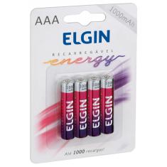 Pilha Recarregável AAA Elgin 82171 - 1000mAh - com 4 unidades
