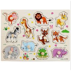 Quebra Cabeça Montessori de Madeira 30cm - Animais