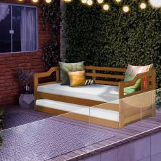 Sofá Cama De Madeira Maciça Solteiro Castanho Juno Shop JM