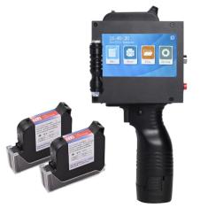 Domary Impressora portátil Impressora jato de tinta portátil Porta jato de tinta dupla 600dpi Impressora de código jato de tinta de alta definição com tela sensível ao toque LED de 4,3 polegadas Cartu