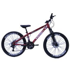 Bicicleta Viking Tuff 30 Freeride Aro 26 Freio a Disco 21 Velocidades Cambios Shimano Vermelho