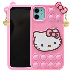 MONEHOYSY Capa de desenho animado para iPhone 8/7/6/SE 2020, moda fofa 3D fofa gatinha kawaii silicone macio animal protetor gel à prova de choque capa traseira de gel à prova de choque para crianças