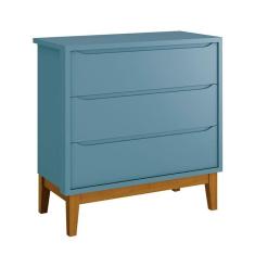 Cômoda Gaveteiro Infantil New Classic Azul com Pés Madeira – Reller