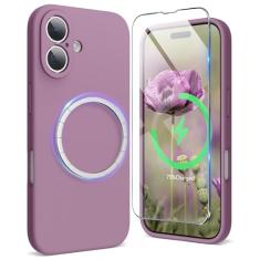 SURPHY Capa compatível com Phone Plus de 6,7 polegadas (2024), capa de silicone líquido compatível com MagSafe com proteção de câmera, capa de celular de borracha de gel macio com forro de microfibra,