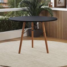 Mesa Eames Eiffel Redonda Isabella Tampo Mdf 90cm 3 Pés em Madeira Preto