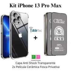 Kit 2 Películas Cerâmica Fosca Privacidade + Capa Capinha Transparente