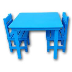 Mesinha Infantil de Madeira com 2 Cadeiras para Brincar e Criar - Dzia
