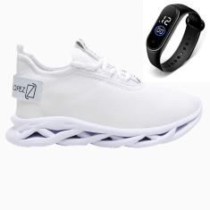 Tênis Masculino Esporte Gmm Shoes Cardaço Academia Corrida Macio Dia a Dia + Relógio-Masculino