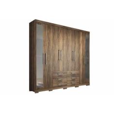 Guarda Roupa Casal 8 Portas e 6 Gavetas c/ Pés e Espelho Master 8.6 De