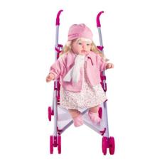 Kit Boneca 40cm Meninas Bebe Rose Ring + Carrinho Boneca - DM Toys e M