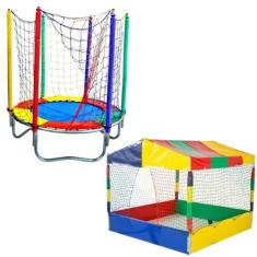 Cama Elástica Pula Pula Trampolim 1,40m + Piscina de Bolinhas Quadrada