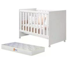Berço Mini Cama Katatau Flex Branco Brilho com Colchão D18 de 10cm - R