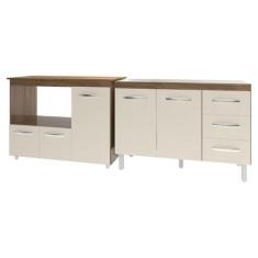 Armário Cozinha Balcão Gabinete De Pia 120 Cm Bruna E Balcão Lilian Pa