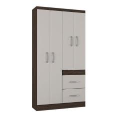 Guarda Roupa Solteiro Milão 4 Portas Chocolate Off White – Poquema