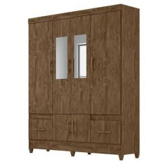 Guarda Roupa Casal Ms912 6 Portas Castanho Wood Com Espelho - Moval - 