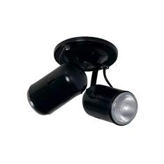 Spot Sobrepor Alumínio Para 2 Lâmpadas 50w Gu10 Preto Biancoluce