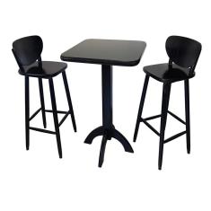 Conjunto Bistrô Mesa Quadrada Alta 2 Banquetas Madeira Preto - VivaLigna