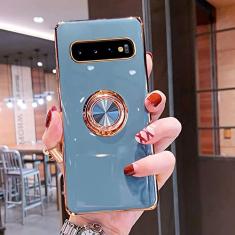 Capa magnética de chapeamento de luxo para Samsung Galaxy A52 A53 S21 FE S22 Ultra S10 S20 Plus Note 20 10 9 A72 A 52 53 Capa de suporte de anel, cinza, para Samsung S10 Plus