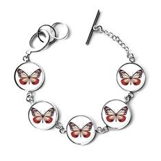 DIYthinker Amostra de borboleta em pulseira rosa pálida e vermelha bracelete bracelete bracelete joia