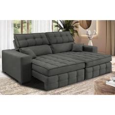 Sofá Retrátil e Reclinável 2,00m Molas Ensacadas e Costura Tripla Cama inBox Nobre. Suede Velusoft