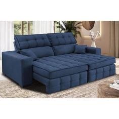 Sofá Retrátil e Reclinável 2,20m Molas Ensacadas e Costura Tripla Cama inBox Nobre. Suede Velusoft