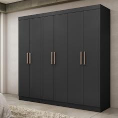 Guarda Roupa Casal 6 Portas 2 Gavetas MDF Genebra Maxel - Preto