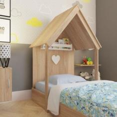 Mini Cama Infantil 1 Prateleira Casinha - Bramov Móveis