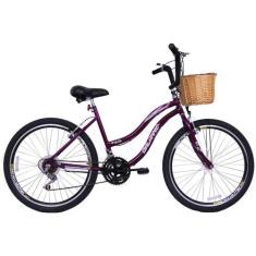 Bicicleta Aro 26 18 marchas com Cesta de Vime Beach - Dalannio Bike