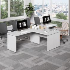 Mesa L Escritório 2 Lugares 3,00m x 1,50m Pés Painel F5 - F5 Office G,