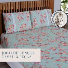 Jogo Lençol Casal Estampado Elástico Malha 100% Algodão - Meta Mark, F