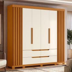 Guarda-Roupa Casal Palumóveis Doble 6 Portas de Bater 4 Gavetas Internas MDP - 240cm de Largura