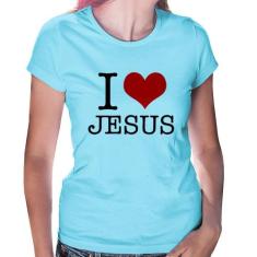 Baby Look I Love Jesus - Foca na Moda, Azul bebê, G
