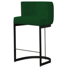 Banqueta Estofada Emily Base Preto Veludo Verde - Montanaris Decor - M