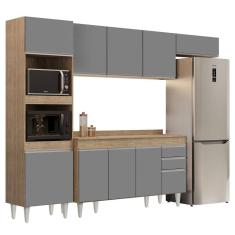 Armário de Cozinha Modulada 4 Peças CP11 Balcão com Tampo Castanho/Cinza - Lumil