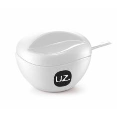 Açucareiro Plástico Para Servir Com Colher e Tampa Uz, Branco