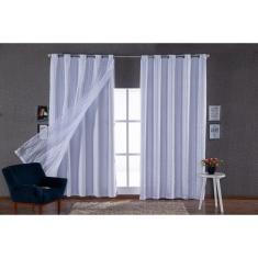 Cortina Blecaute Com Voil Sala Quarto 4 Metros