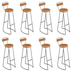 Kit 8 Banquetas Alta Astra Com Encosto Base Metálica - Pallazio